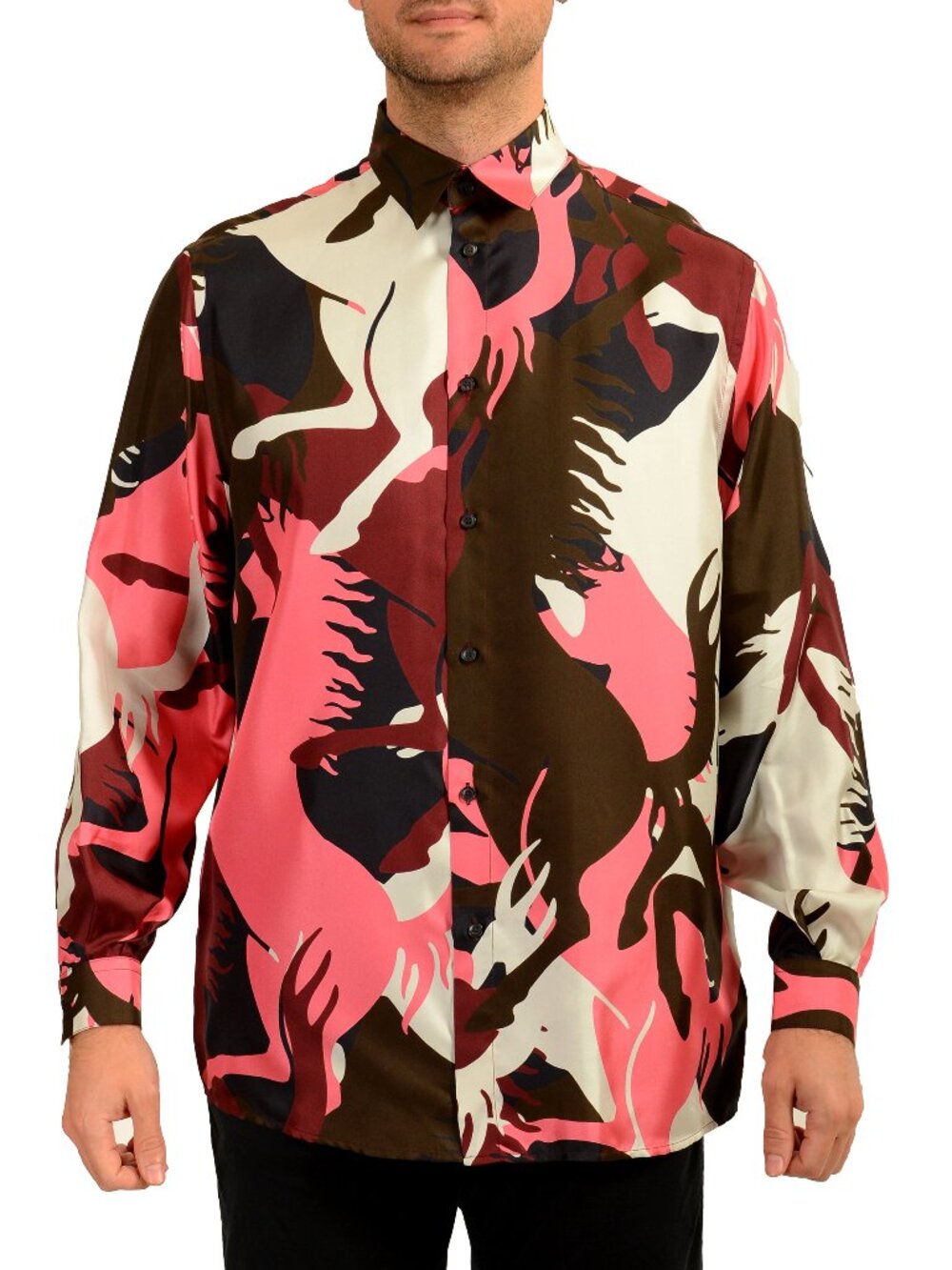 Scuderia Ferrari "Camouflage Pr.Horse" 100% Pure Silk Printed Shirt US XS IT 46